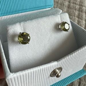 Natural 2ct Green Amethyst Stud Earrings